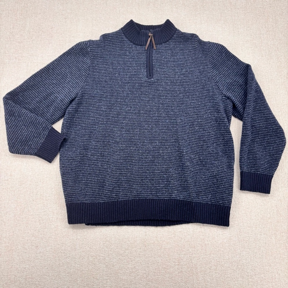 Pendleton Washable Wool 1/4 Zip Navy Blue Sweater Pullover Long Sleeve Mens XL